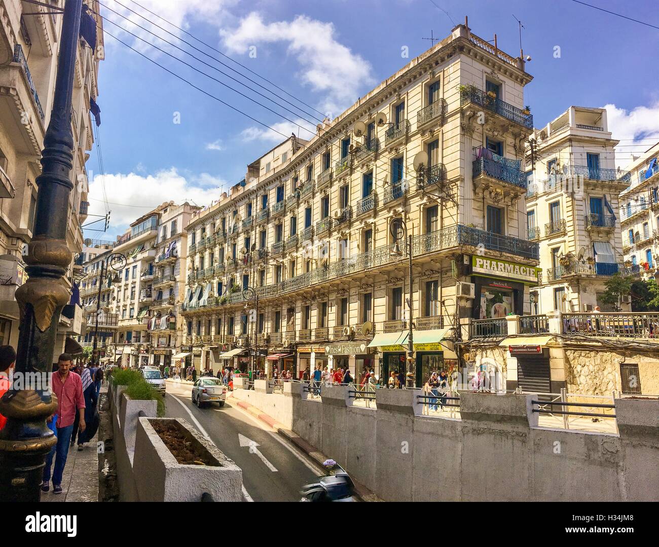 French colonial buildings in Algiers Algeria.Buildings are being renovated by Algerian government Stock Photo