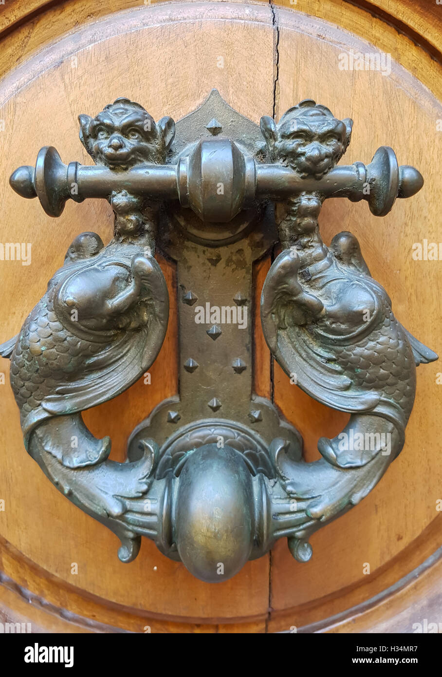 Close up view at the door knob on Italian door Stock Photo