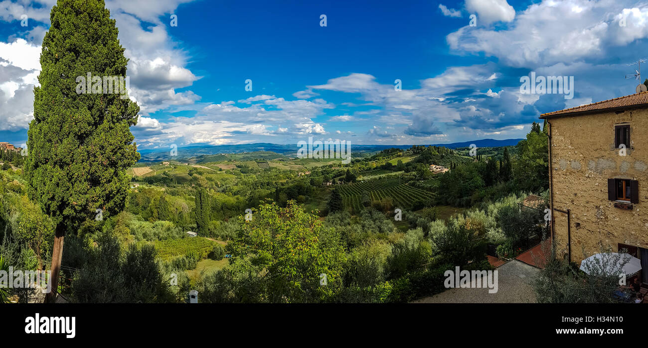 View at Vineyards in Chianti, Tuscany, Italy Stock Photo