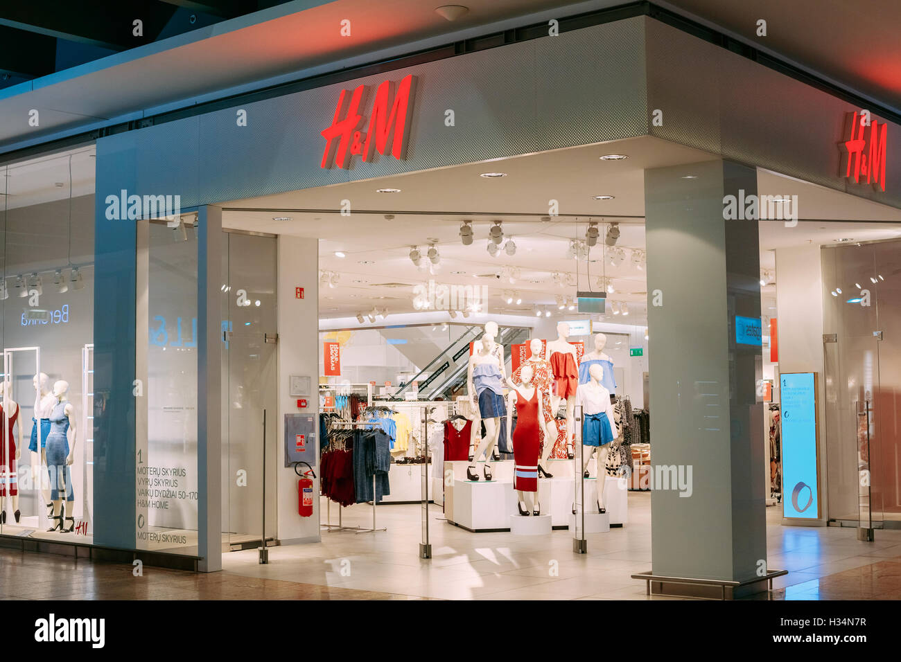 Vilnius, Lithuania - July 08, 2016: The Enterance To H&M Store With Summer  Collection Of Female Casual Wear Displayed At Acropol Stock Photo - Alamy