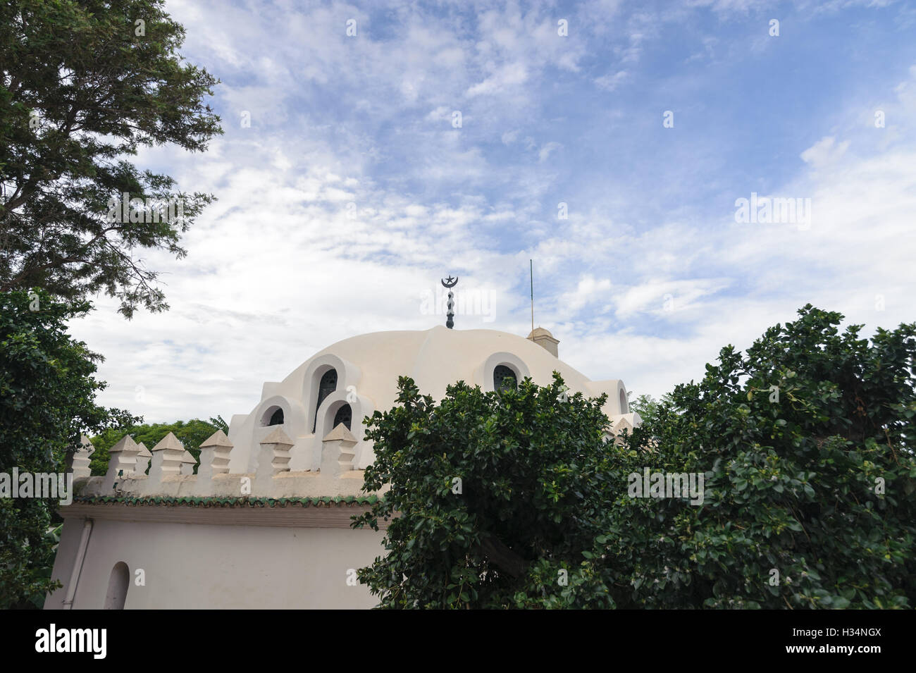 Sidi Abderrahmane El Thaalibi mosque at the ancient part of Algeria casbah(kasaba).Mosque and its campus is visited by women Stock Photo