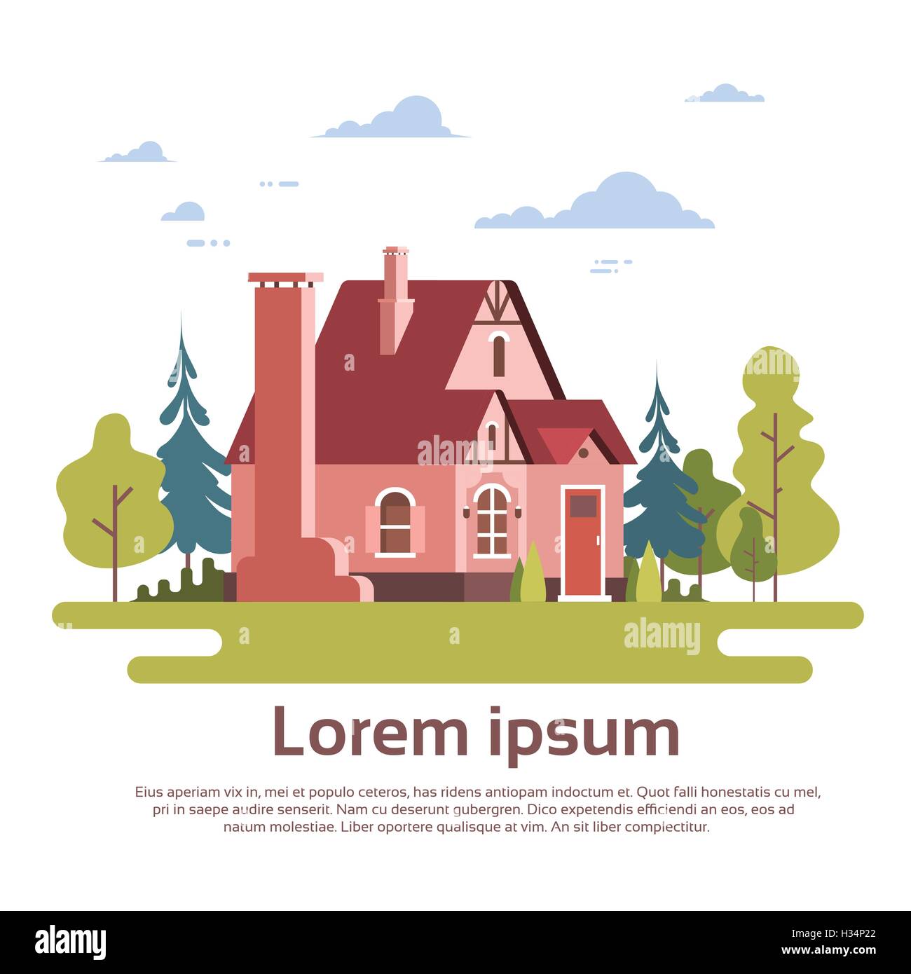 Big Modern House Residence Estate With Garden Stock Vector Image & Art ...