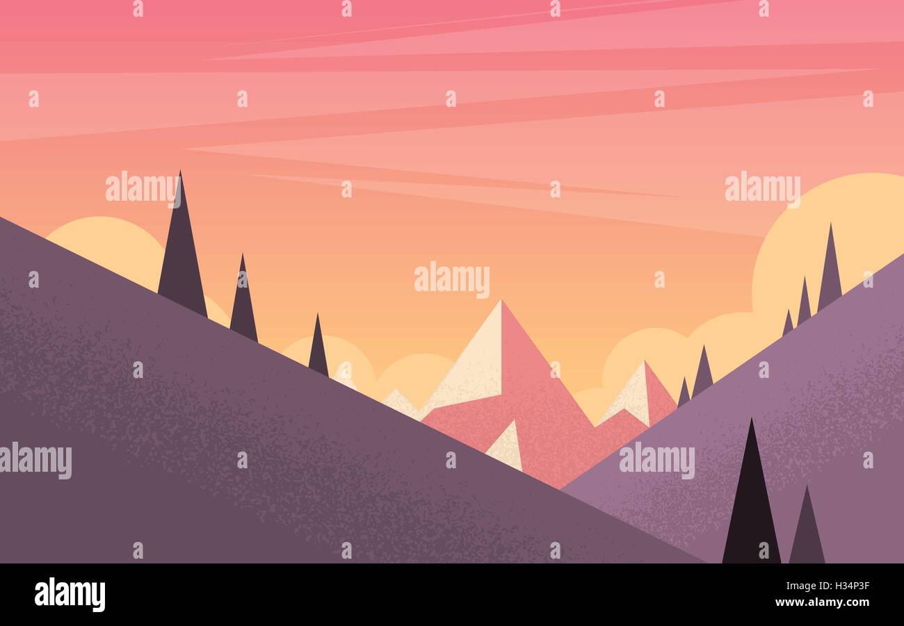 Orange Mountain Sunset Sky Landscape Stock Vector Image & Art - Alamy