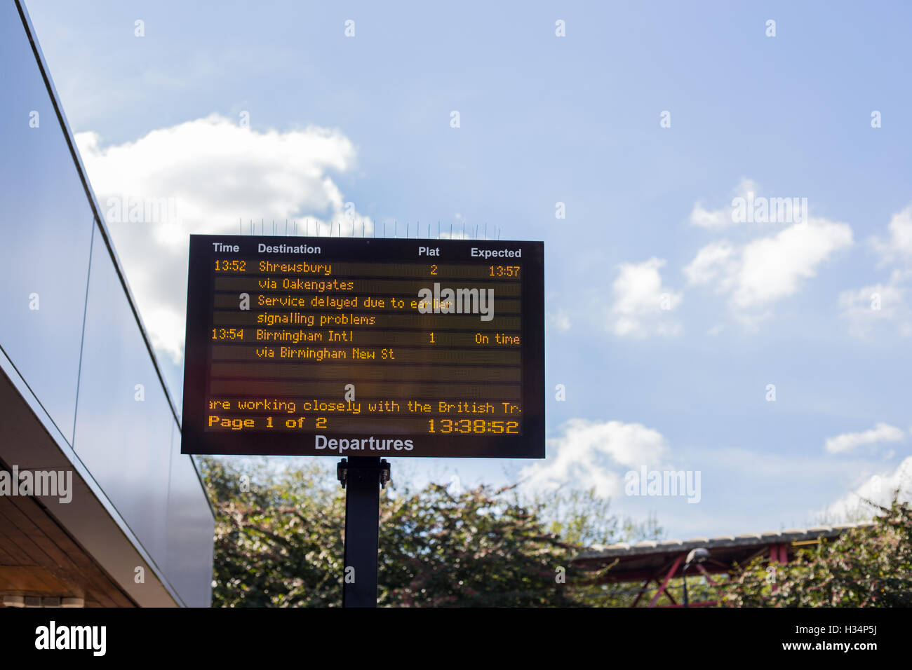 Telford railway station information board Stock Photo Alamy