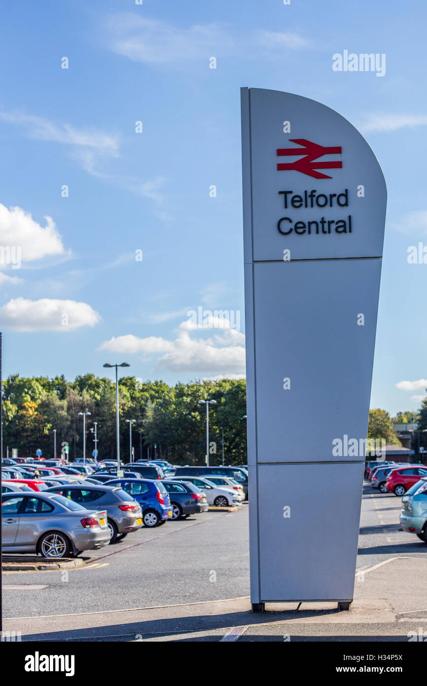 Telford Central Railway station sign Stock Photo Alamy
