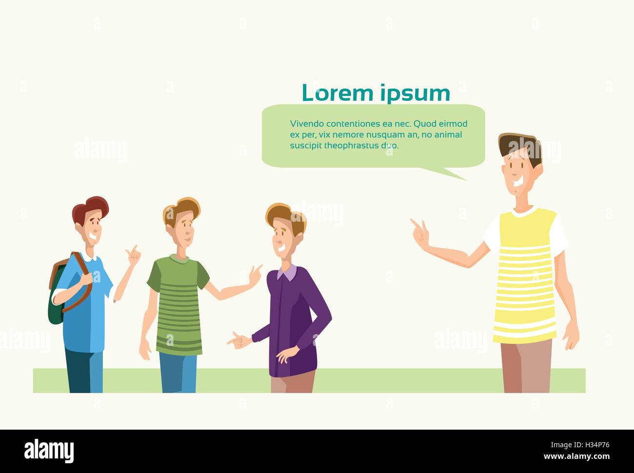 Young Boys Group Students Crowd Speaking Friends Communication Stock