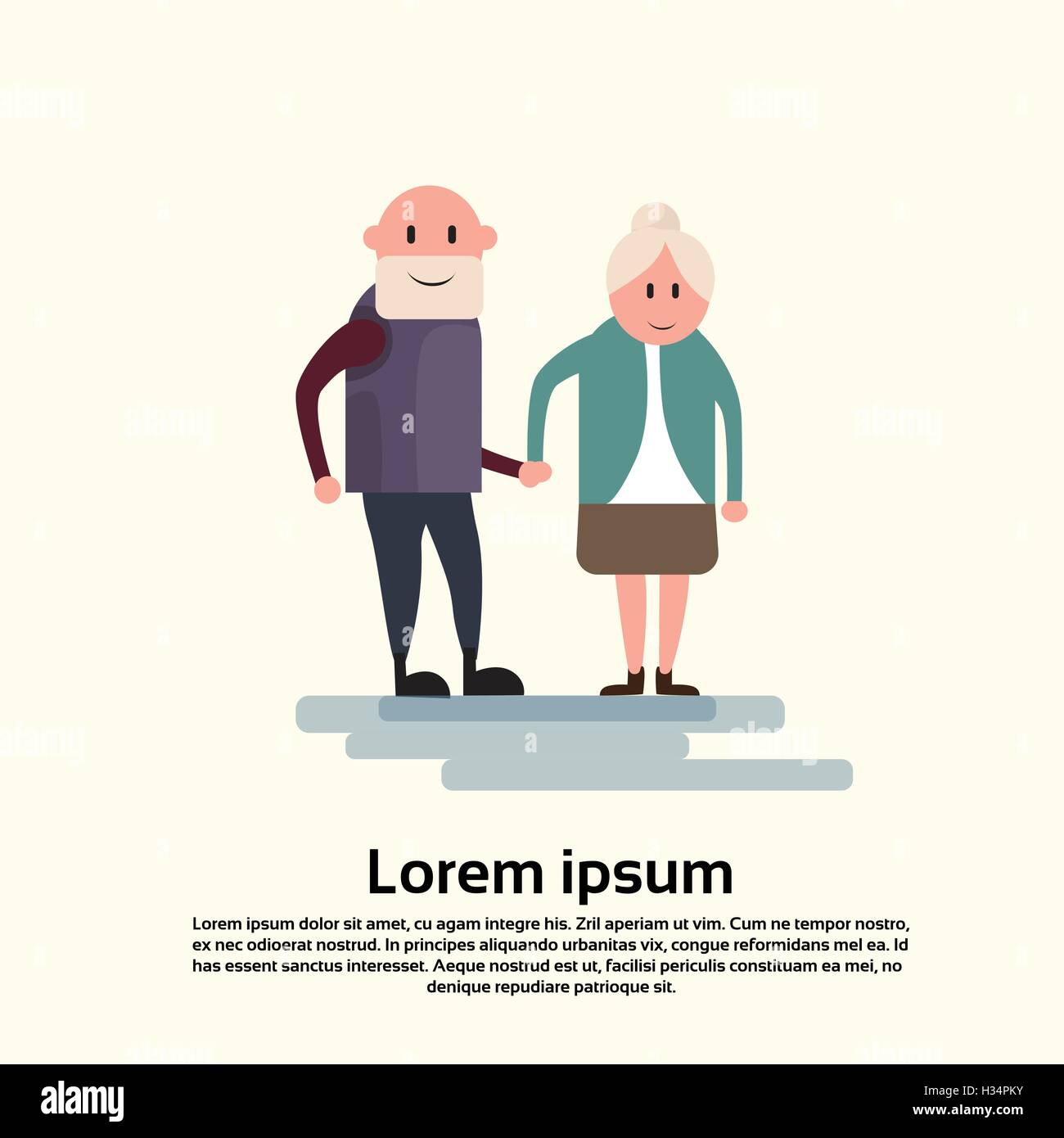 Old couple holding hands full length Stock Vector Images - Alamy