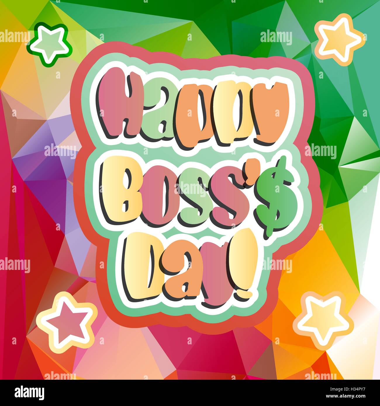 Happy Boss day quote vector bright color background illustration Stock