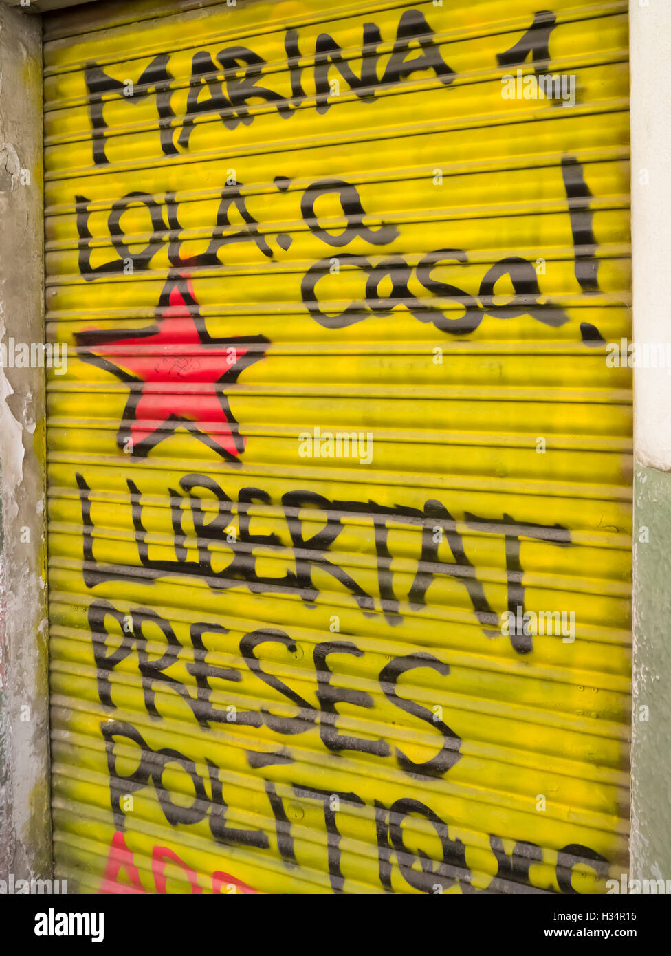 Graffiti sprayed onto the walls in the old town of Palma on the Island of Majorca Stock Photo