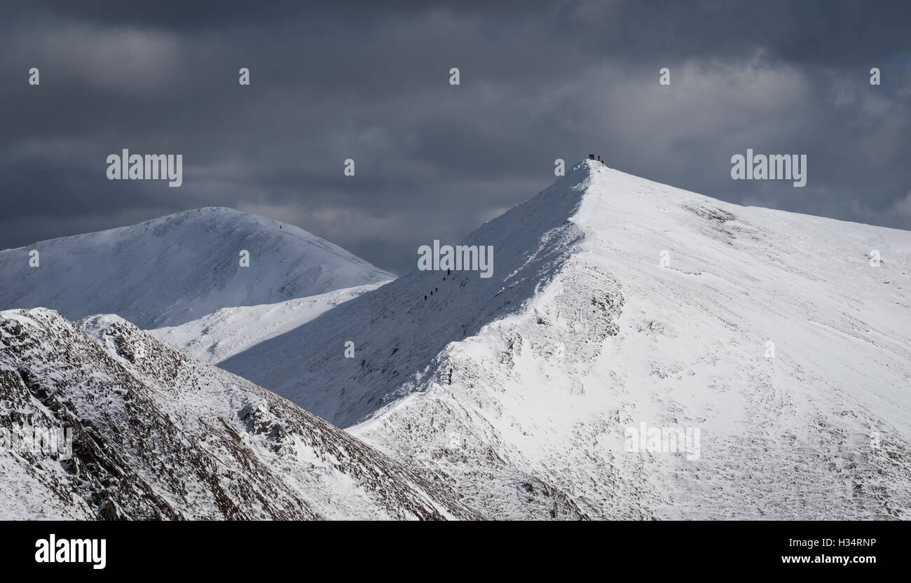 Hopegill head from Whiteside in winter in the English Lake District national park, UK Stock Photo