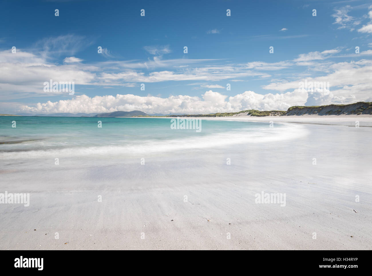 White sand and turquoise sea of West Beach, Berneray, Outer Hebrides, Western Isles, Scotland Stock Photo