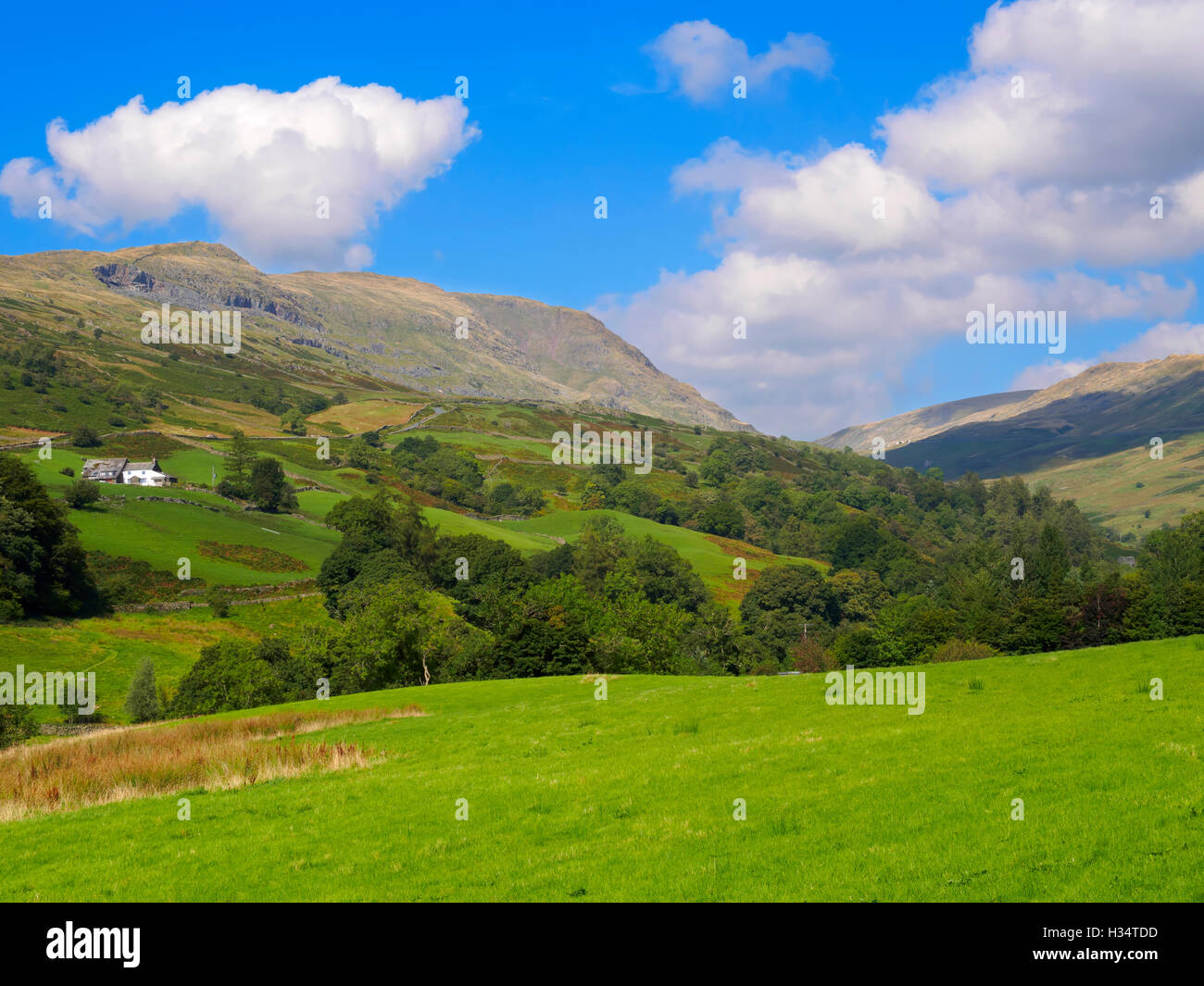 Kirkstone Pass and Red Screes from Ambleside, Lake District, Cumbria Stock Photo