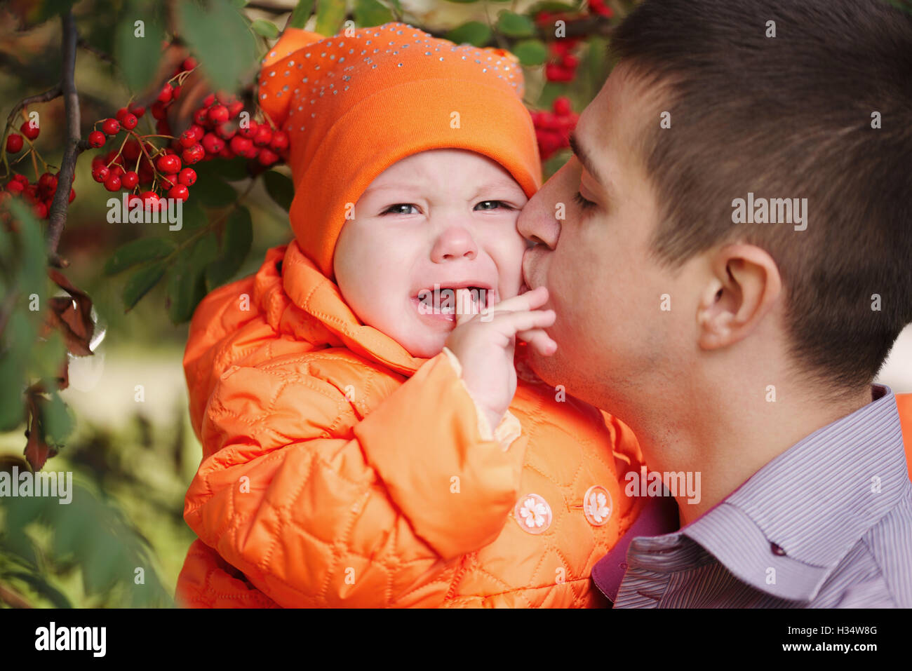 caring father with little daughter Stock Photo