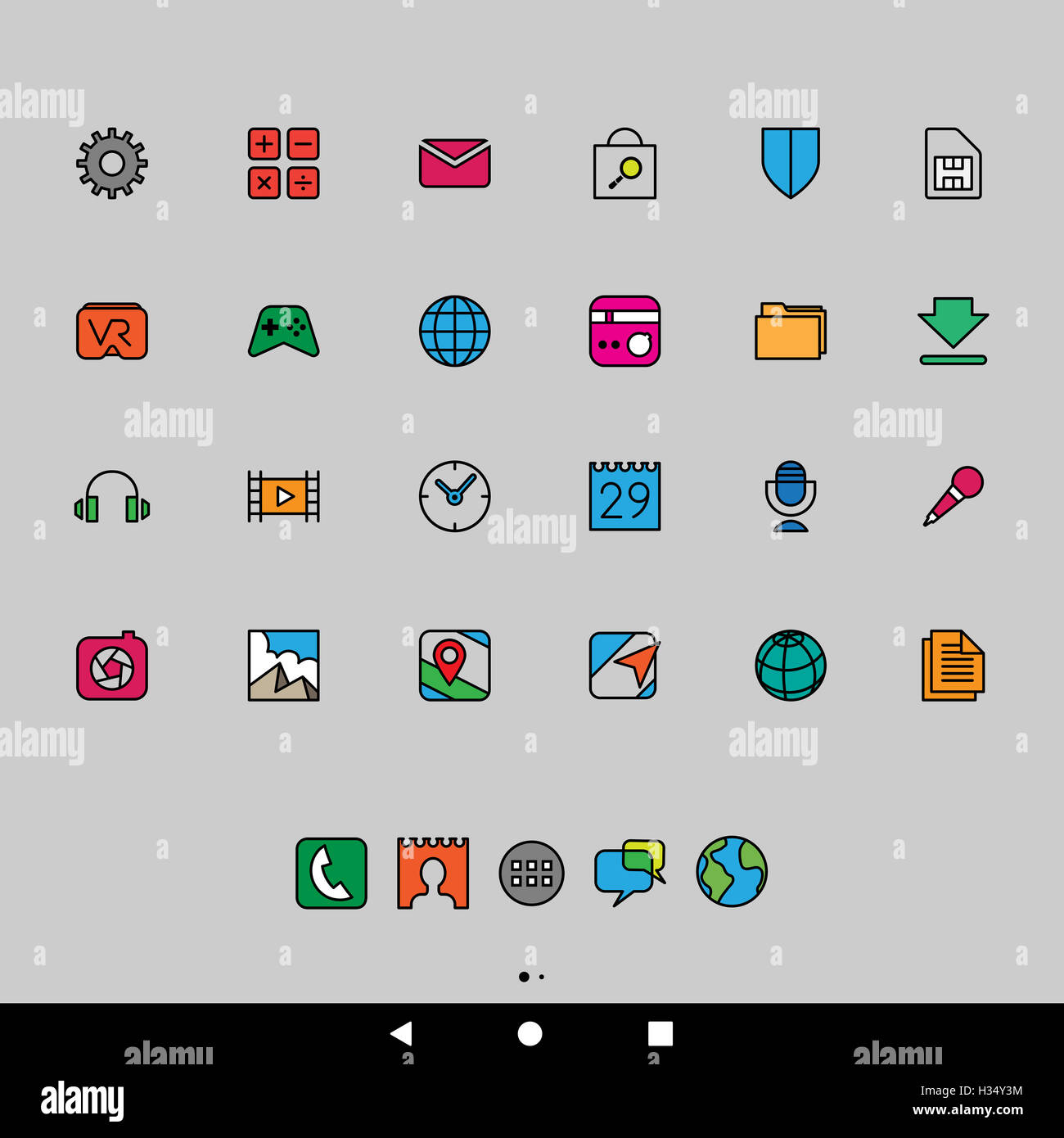 Vector Illustration of Cartoon Smartphone Apps and User Interface Icons