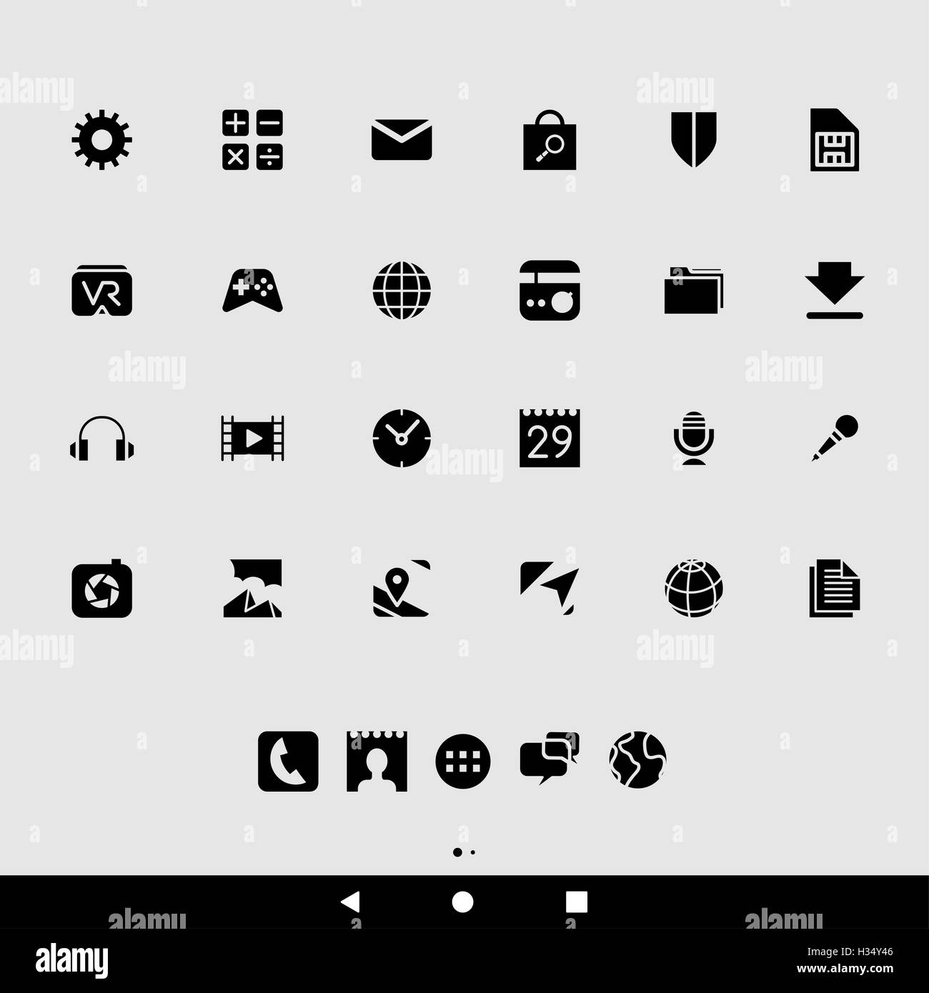 Vector Illustration of Black Smartphone Apps and User Interface Icons ...