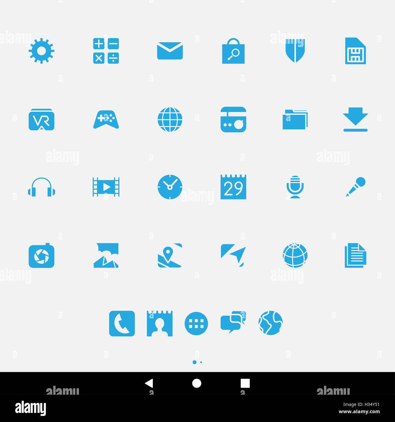 Vector Illustration of Blue Smartphone Apps and User Interface Icons ...