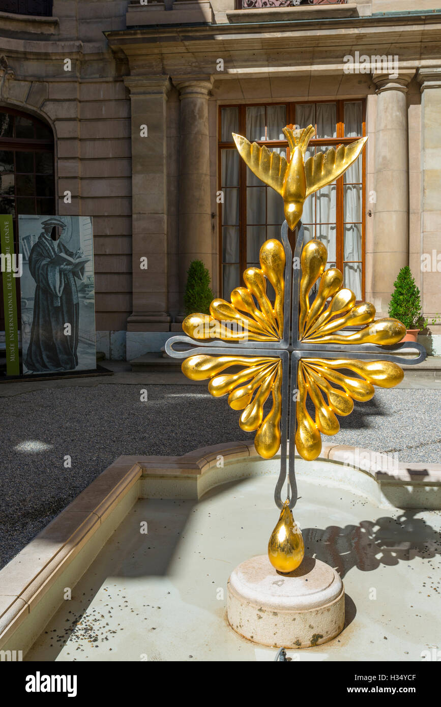 Pentecost cross, International Museum of the Reformation, Geneva, Switzerland Stock Photo