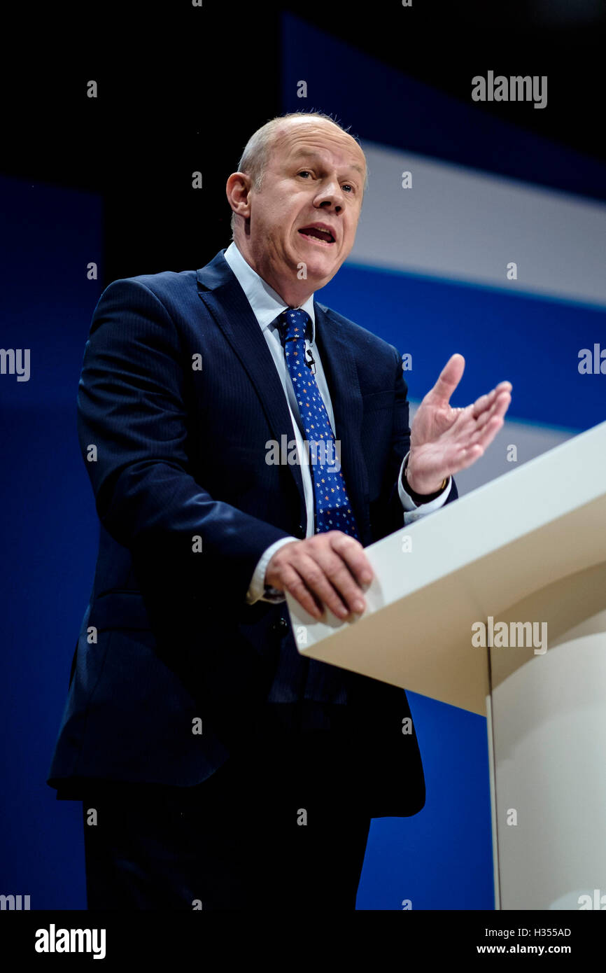 Conservative Party Conference day 3 on 04/10/2016 at Birmingham ICC, Birmingham. Persons pictured: Damian Green, Work and Pensions Secretary , addresses conference . Picture by Julie Edwards. Stock Photo