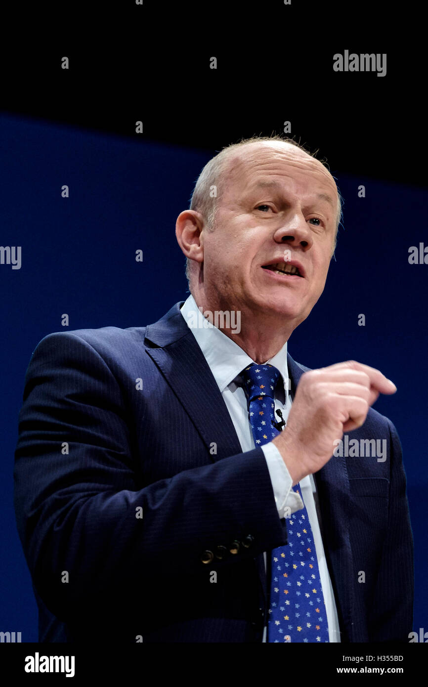 Conservative Party Conference day 3 on 04/10/2016 at Birmingham ICC, Birmingham. Persons pictured: Damian Green, Work and Pensions Secretary , addresses conference . Picture by Julie Edwards. Stock Photo