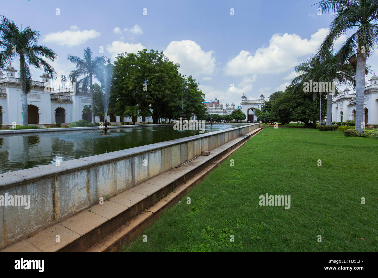 A large fountain at Chowmahalla Palace in Hyderabad,India Stock Photo