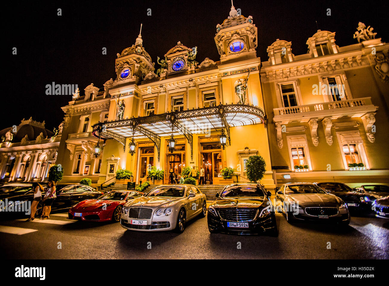 Casino at night, Monaco, Europe Stock Photo