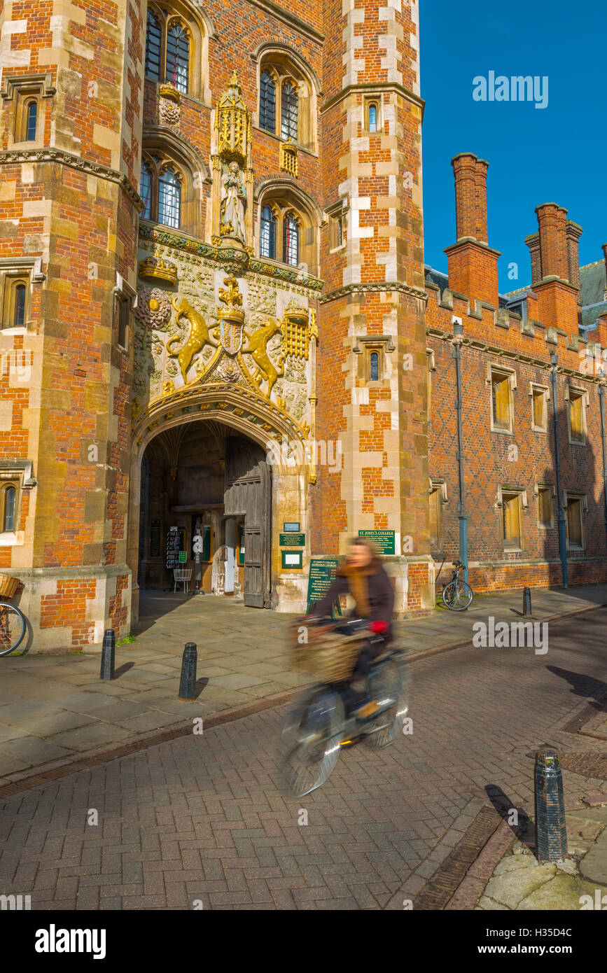 St. John's College Gate, Camrbridge University, Cambridge, Cambridgeshire, England, United Kingdom, Europe Stock Photo