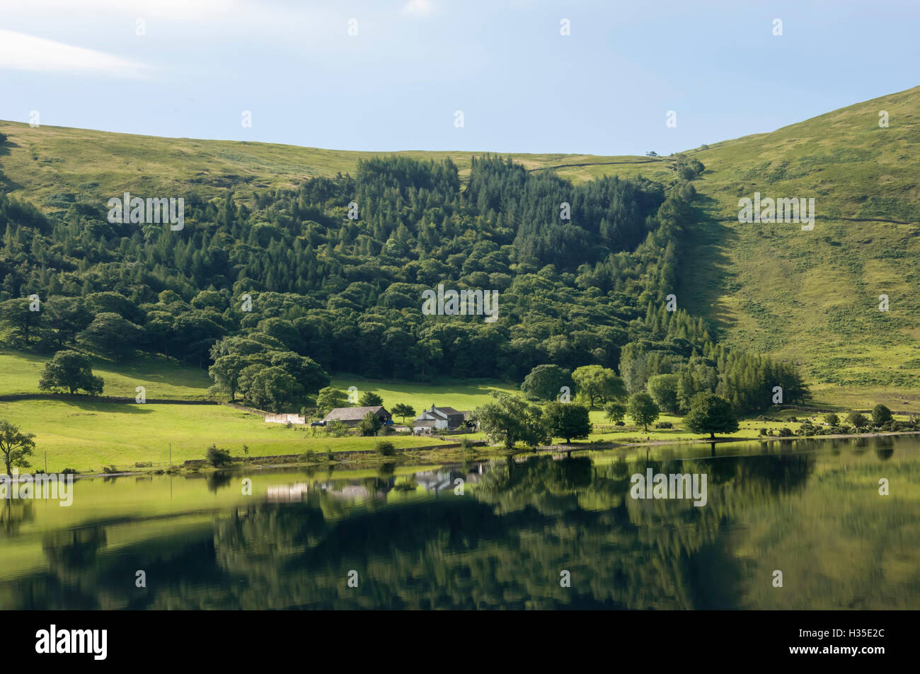 Lakeland Farm by Wastwater, early morning, Wasdale, Lake District National Park, Cumbria, England, UK Stock Photo