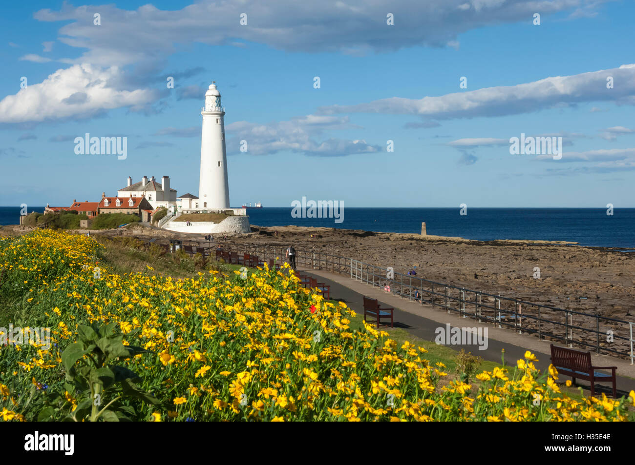 St. Mary's Lighthouse, Whitley Bay, Northumbria, England, UK Stock Photo