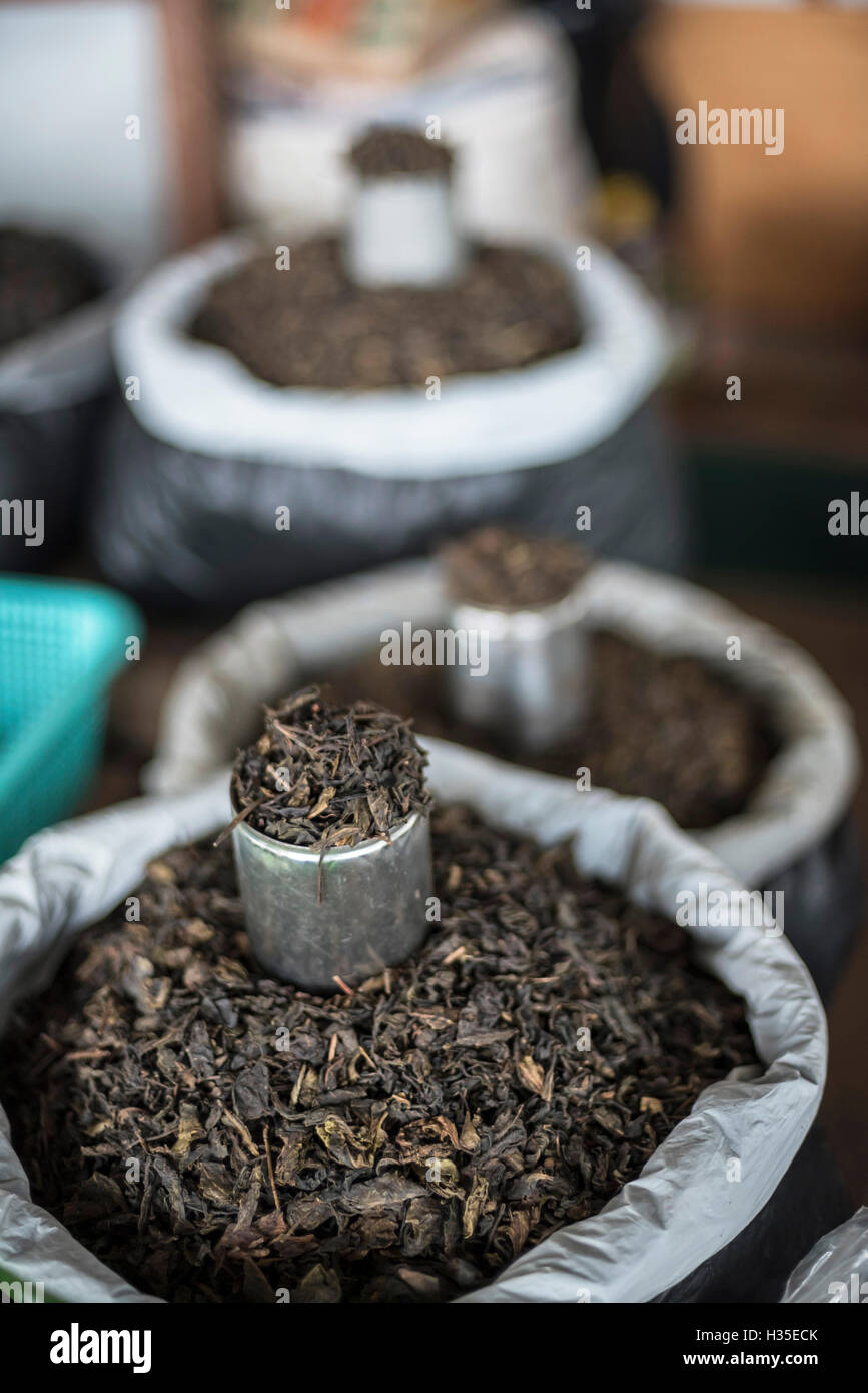 Tea leaves in Hpa An Morning Market, Kayin State (Karen State), Myanmar