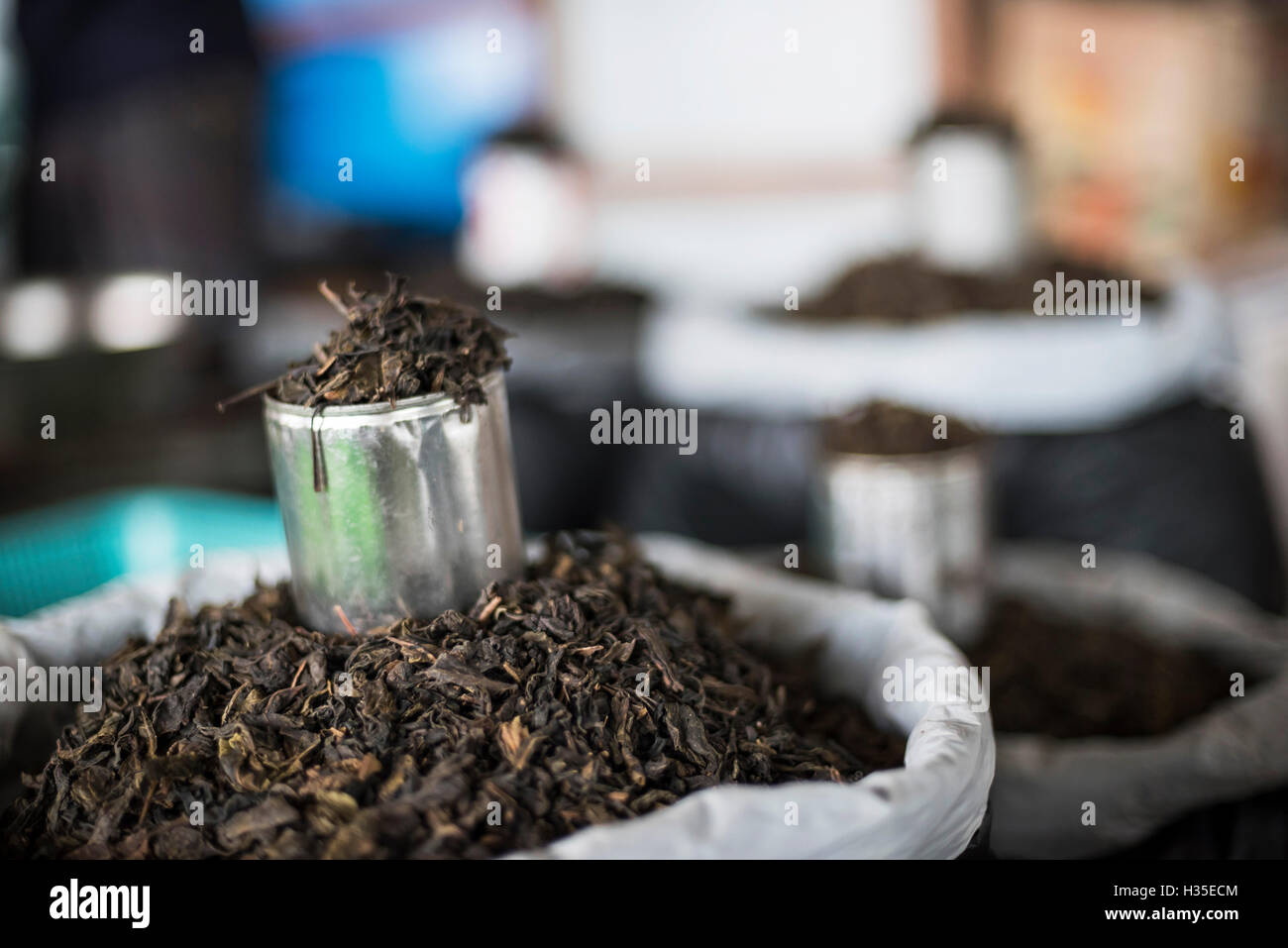 Tea leaves in Hpa An Morning Market, Kayin State (Karen State), Myanmar