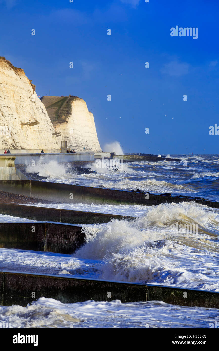 The white chalk cliffs at Peacehaven, near Brighton, East Sussex, England, UK Stock Photo