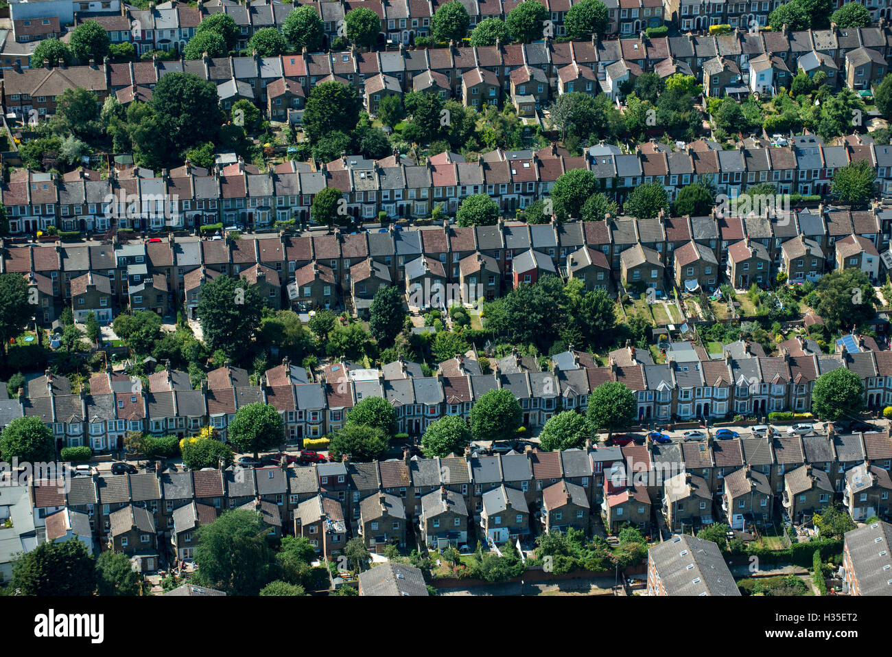 Rows of Victorian terraced houses in London, England, UK Stock Photo