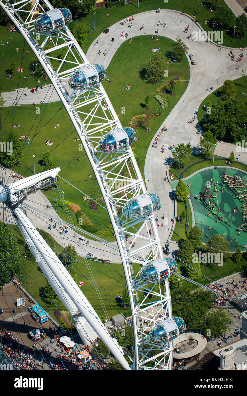 Aerial view of the London Eye, London, England, UK Stock Photo