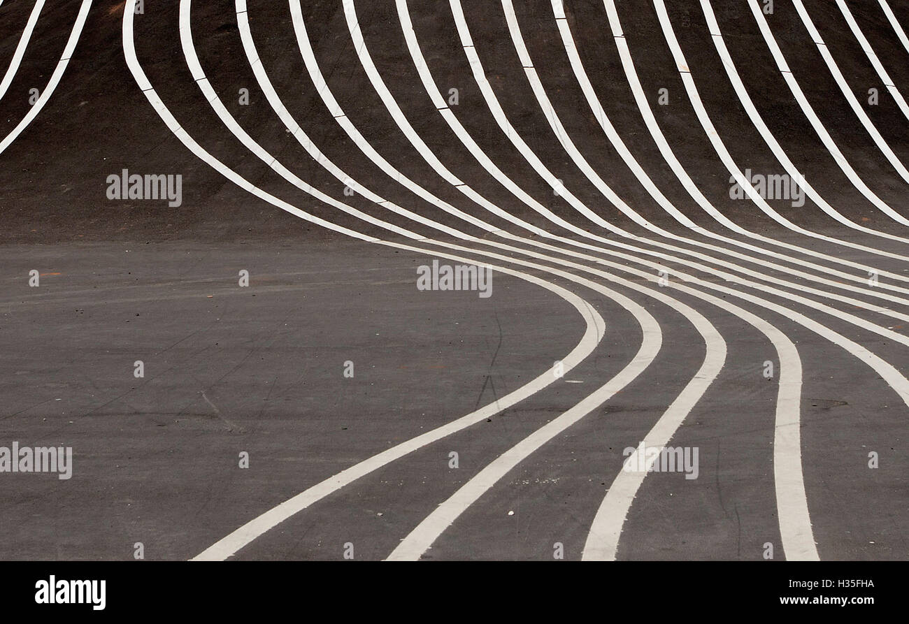 Curved road markings Stock Photo