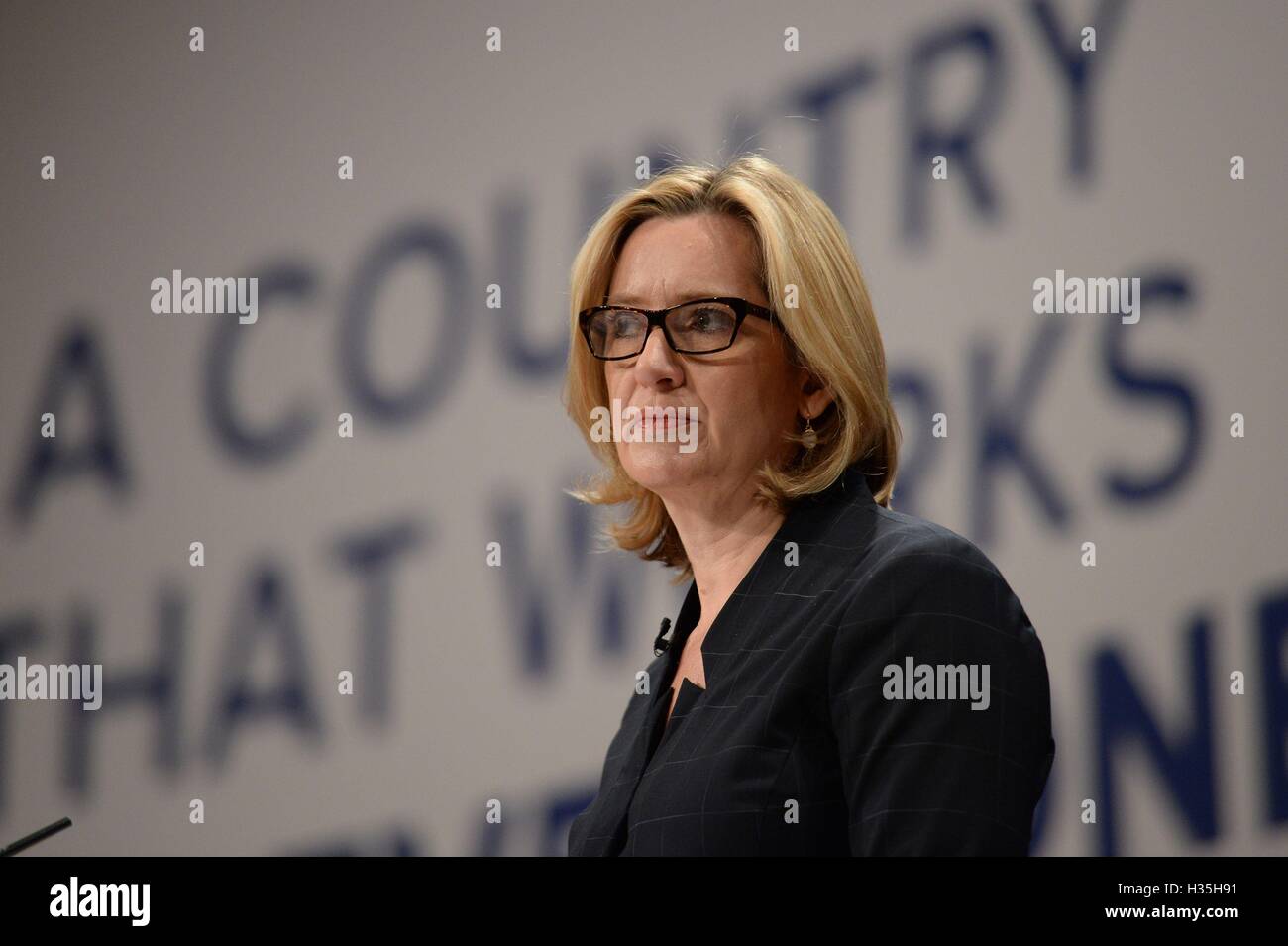 Home Secretary Amber Rudd addresses the audience on the third day of ...
