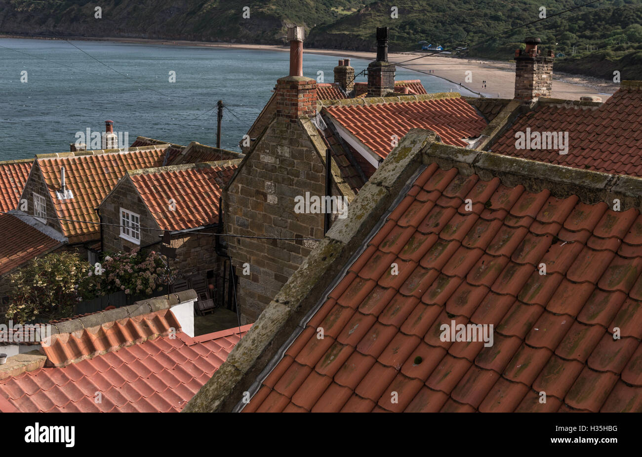Pantiled Roofs At Runswick Bay In The North York Moors Stock Photo
