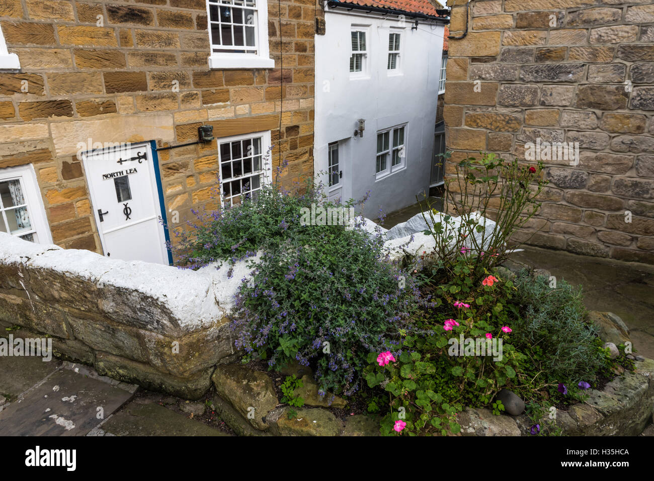 Cottages At Runswick Bay In The North York Moors Stock Photo