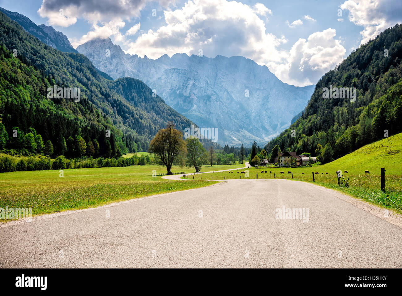 road through Alps. Stock Photo