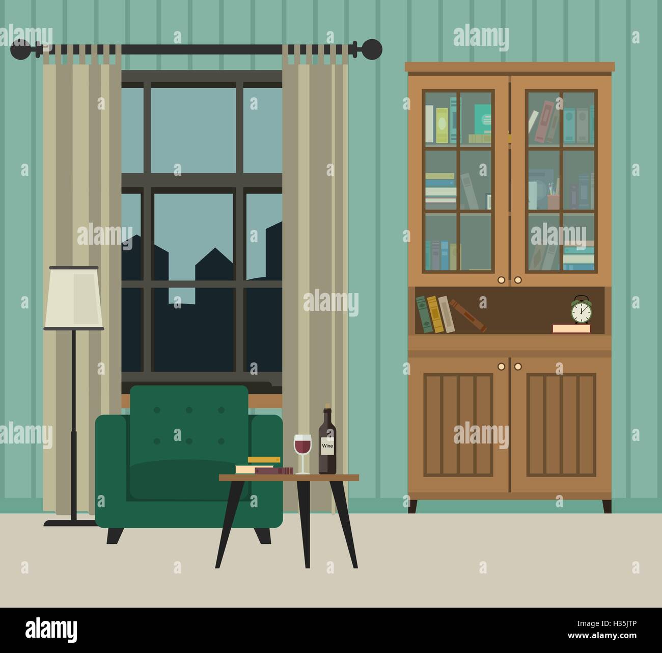 Living room interior Stock Vector Image & Art - Alamy