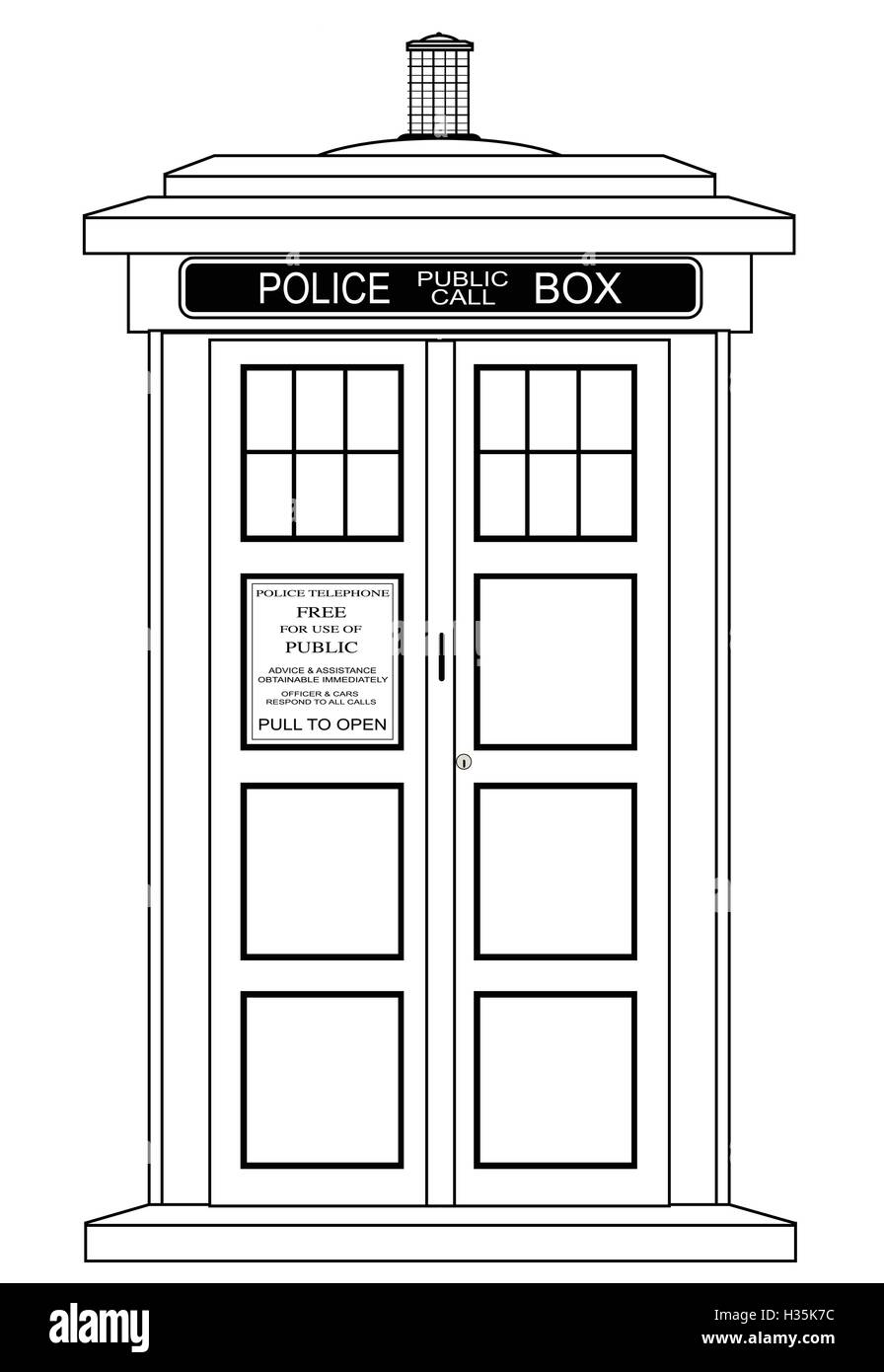 A typical British police box isolated over a white background Stock Vector