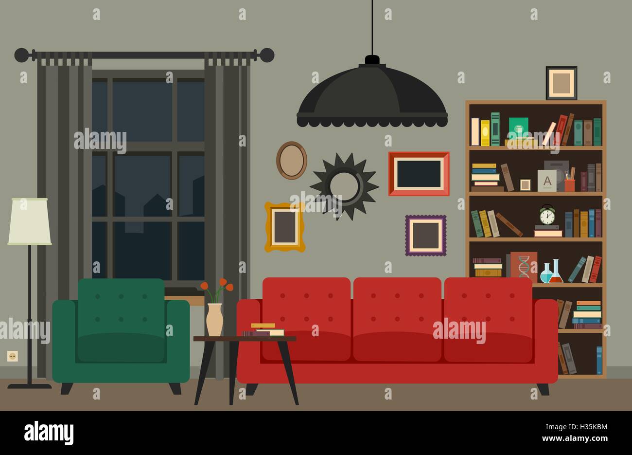 Living room interior Stock Vector Image & Art - Alamy