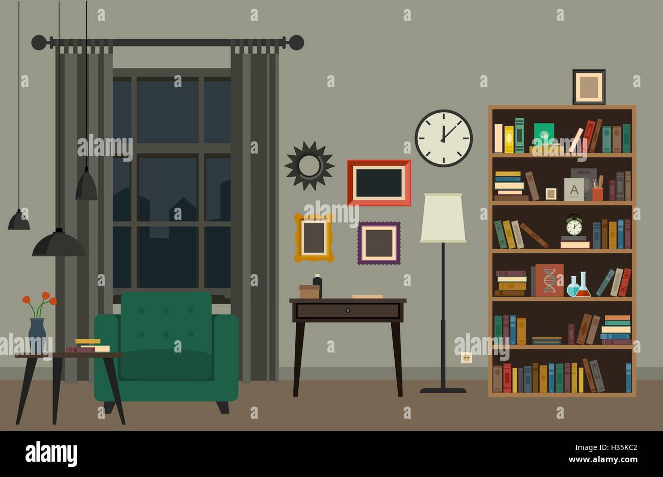 Living room interior Stock Vector Image & Art - Alamy