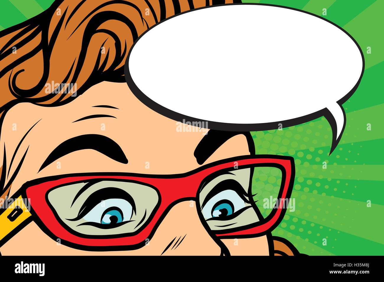 Woman in glasses surprised eyes Stock Vector