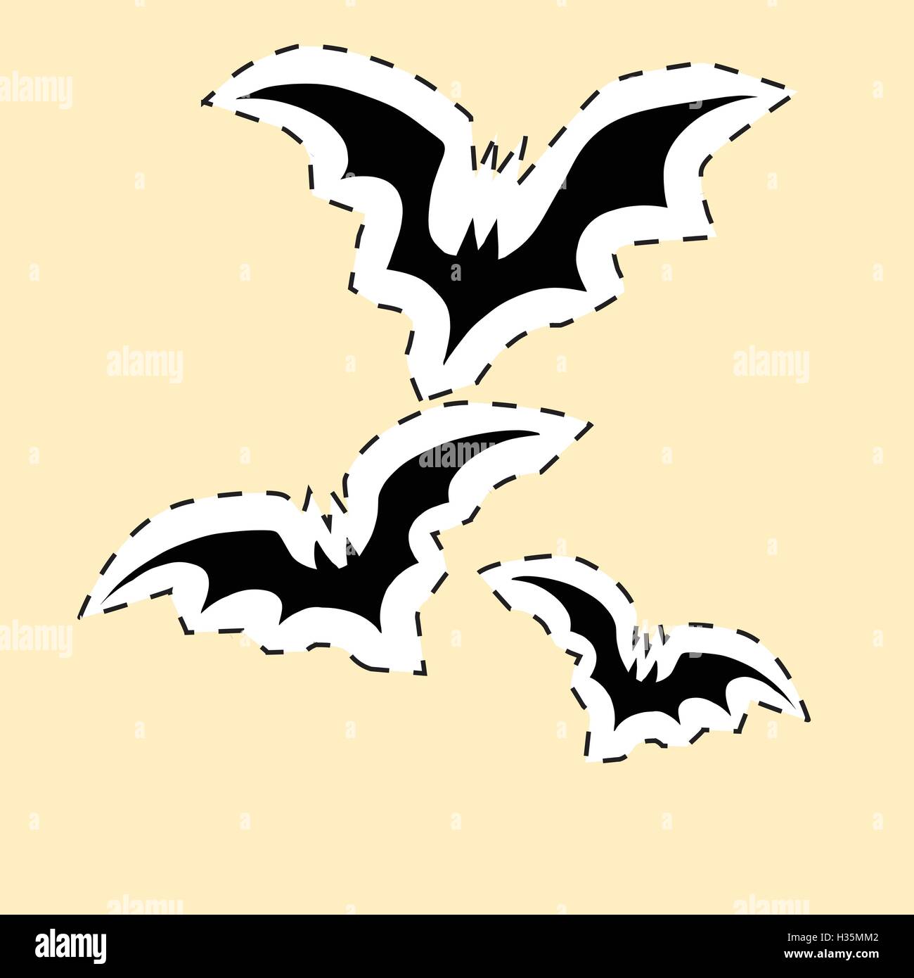 Black bats label sticker Stock Vector