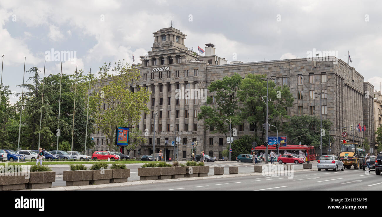 The main post office building in Belgrade, Serbia, completed in 1938. The building combines a