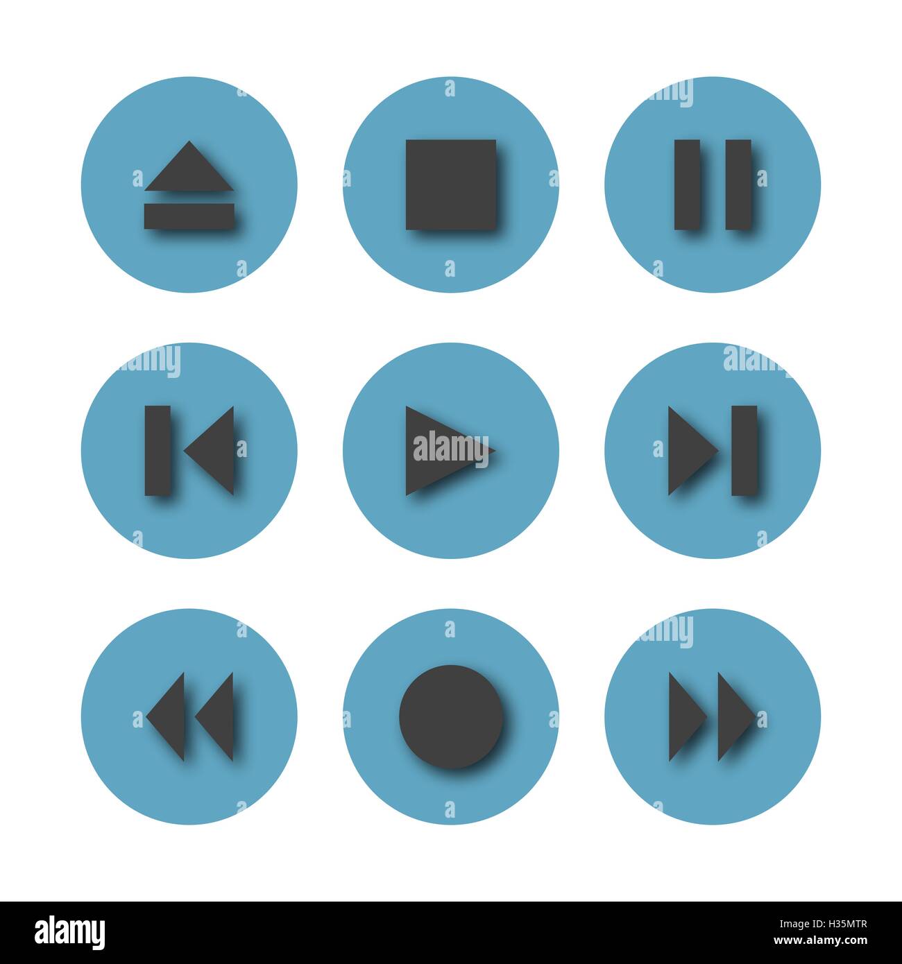 Round icons control buttons, vector illustration Stock Vector Image