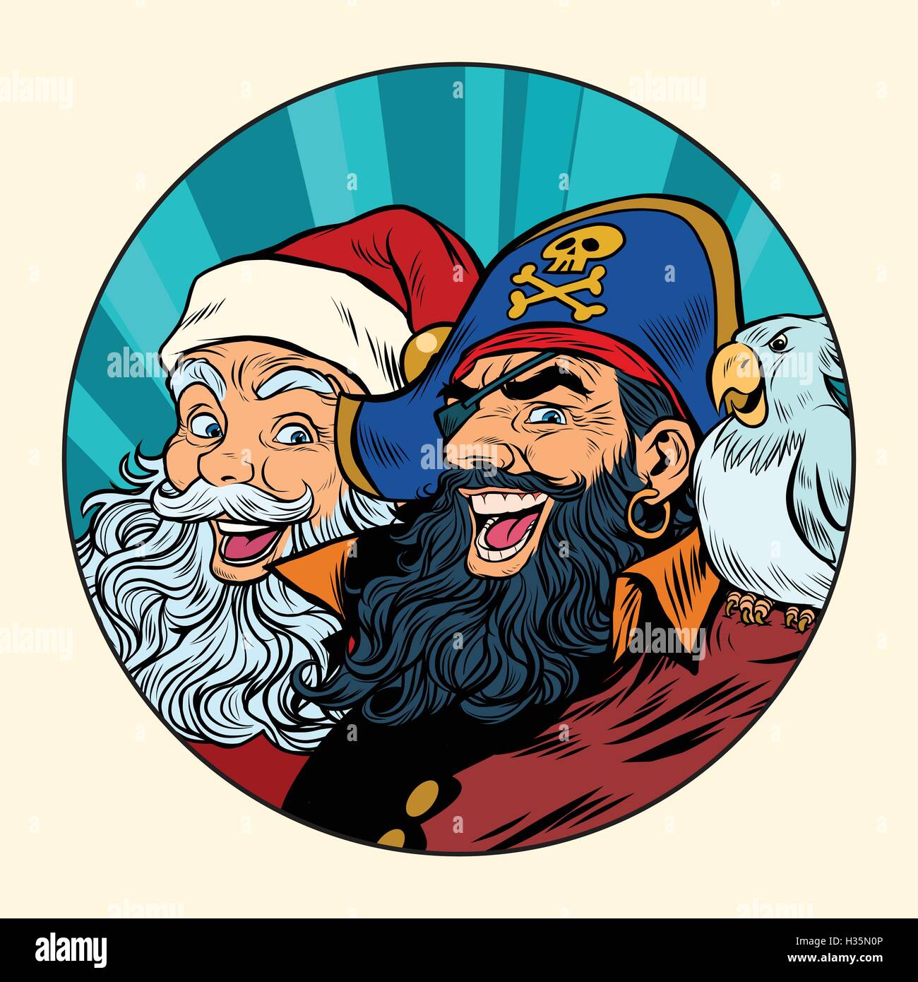 Santa and the pirate Stock Vector