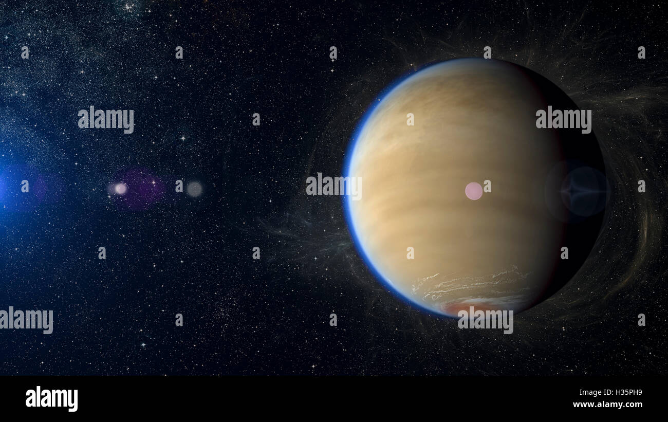 Solar system planet on nebula background. Stock Photo