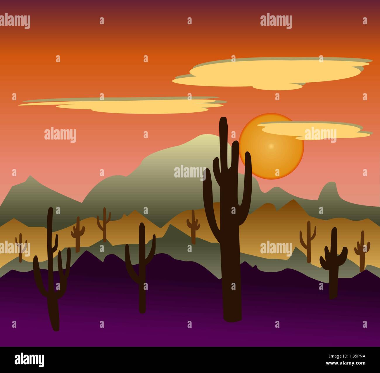 Desert wild nature landscapes with cactus Stock Vector Image & Art - Alamy