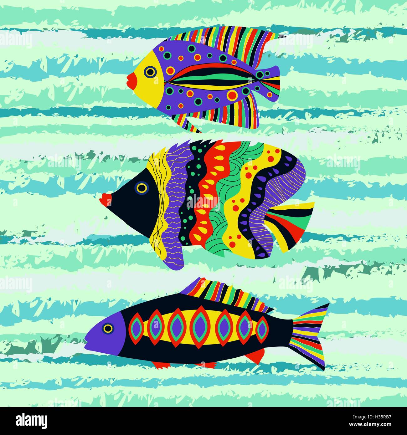 Colorful tropical fish swimming in the sea Stock Vector